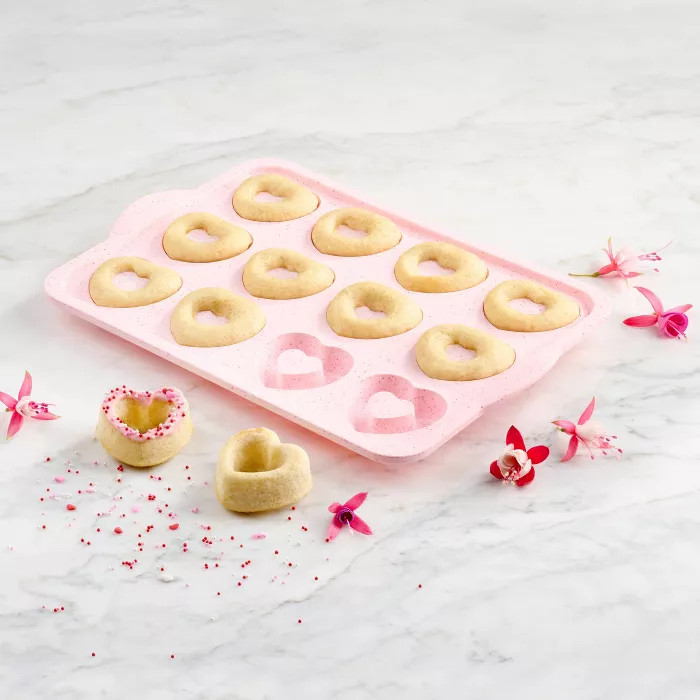 Trudeau 12ct Silicone Heart Donut Baking Pan | Target