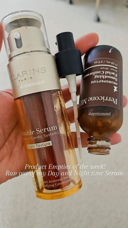 Product empties that I would repurchase again and again Clarins Double Serum Light is great for warmer Seasons. The Perricone MD Serum is a game changer! Must have for mature skin, a little pricey, but mine lasted for a very long timeThese two makes great mother's day gift

#LTKover40 #LTKbeauty #LTKGiftGuide