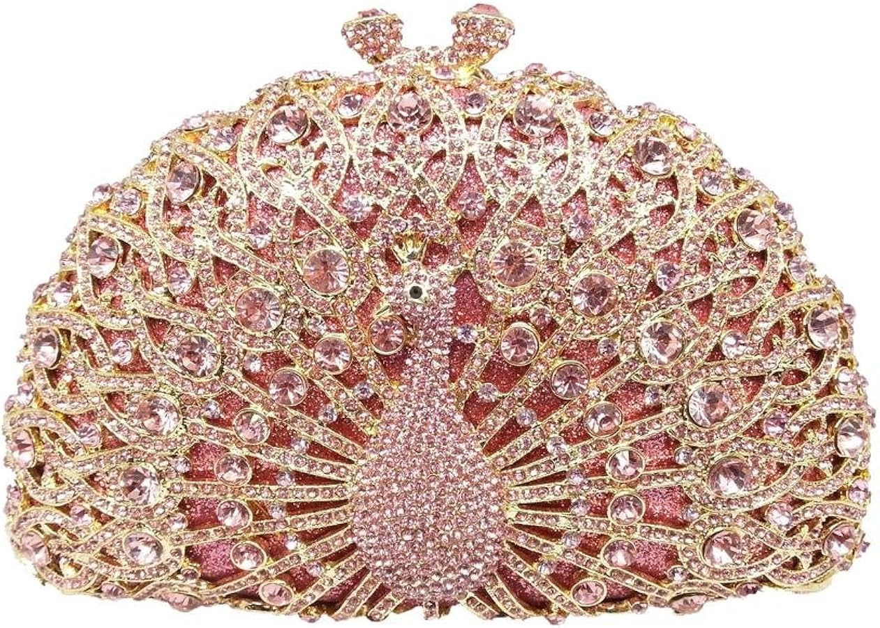 Boutique De FGG Peacock Clutch Bag Women Crystal Evening Handbags Bridal Wedding Rhinestone Clutc... | Amazon (US)