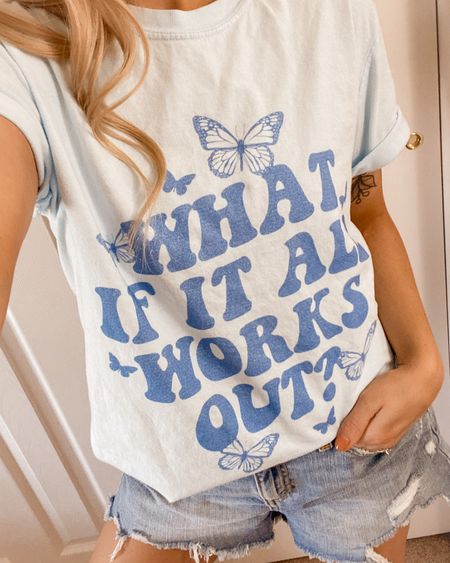 what if it all works out, graphic tee, butterfly graphic tee, oversized tee, spring style, casual style, positive vibes 

#LTKstyletip #LTKunder50 #LTKFind