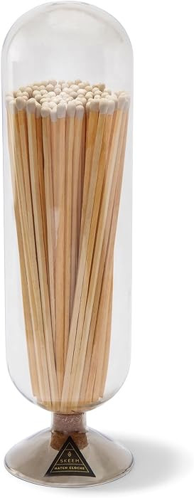Skeem Fireplace Glass Match Cloche with Striker - Smoke - Includes 120 Long Matches - Perfect Can... | Amazon (US)