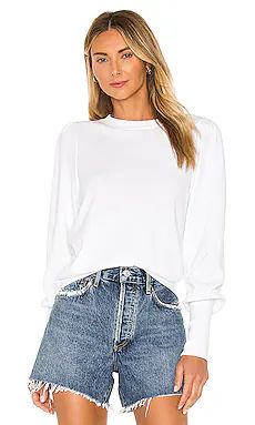 Nation LTD Bethany Puff Sleeve Sweatshirt in White from Revolve.com | Revolve Clothing (Global)