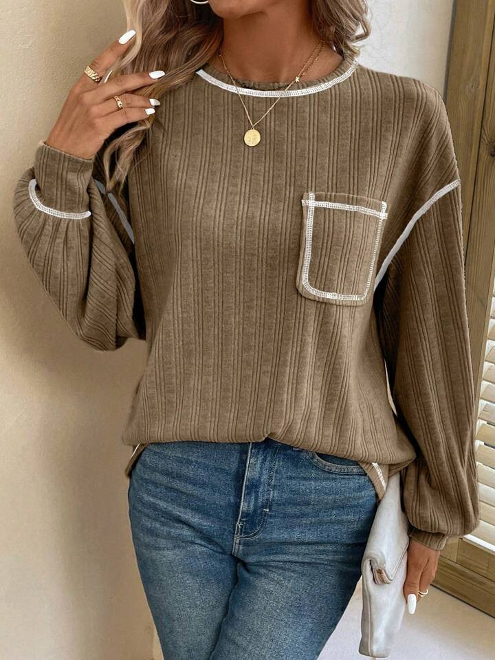 SHEIN LUNE Top-stitching Drop Shoulder Tee | SHEIN