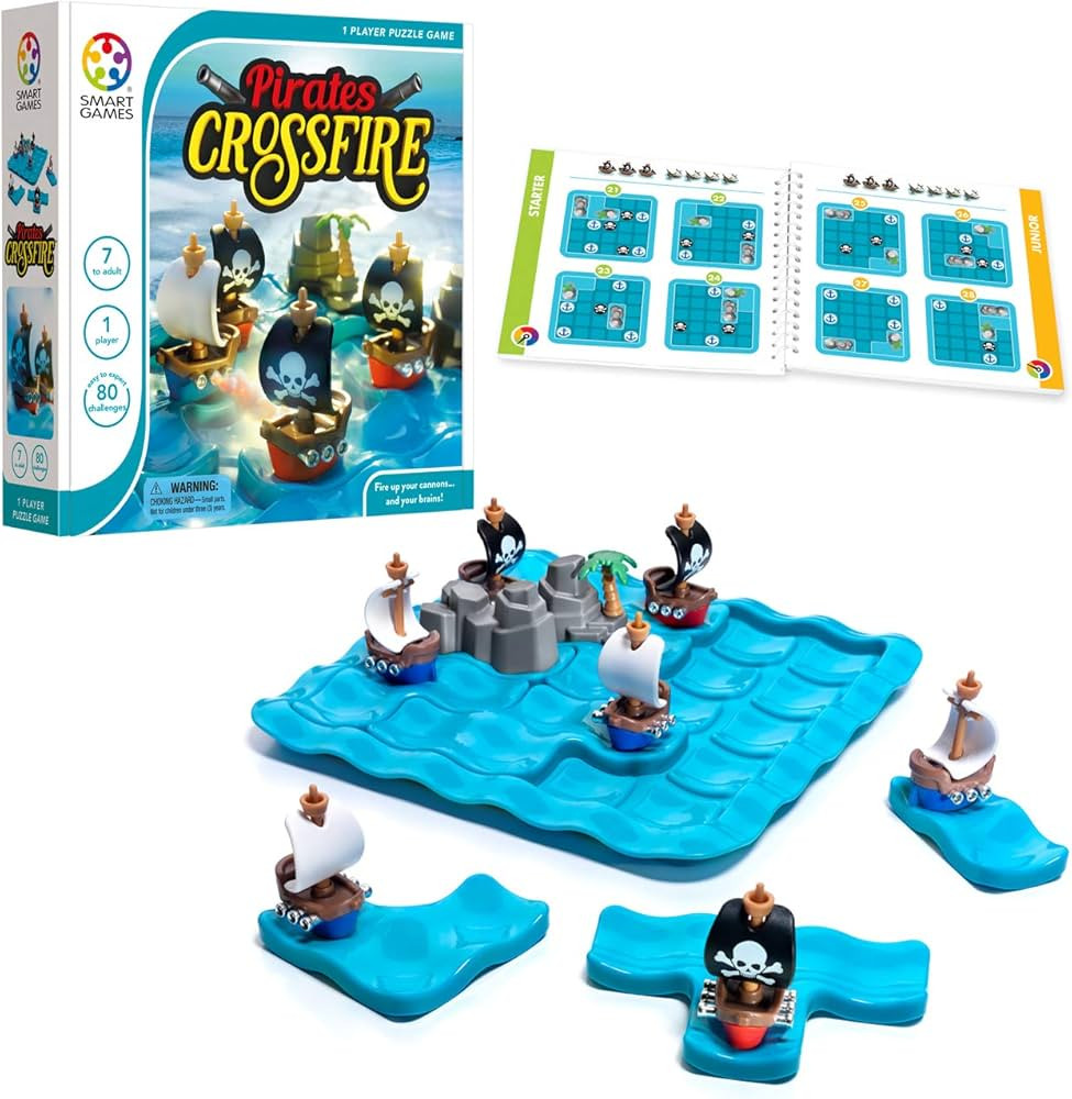 SmartGames Pirates Crossfire Board Game with 80 Challenges and 4 Playing Modes for Ages 7 - Adult | Amazon (US)