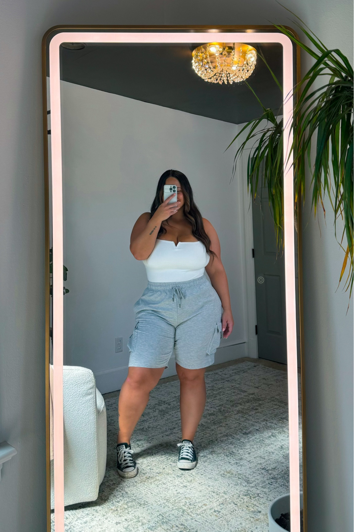 5’2” / size 14-16 / 38J 

Shorts: size XXL
Bodysuit: size XXL (built in Shapewear, shelf bra, full coverage bottom) 

#casual #everydayoutfits #cargos #fallfashion #shapewear #size14 #size16 

#LTKMidsize #LTKPlusSize