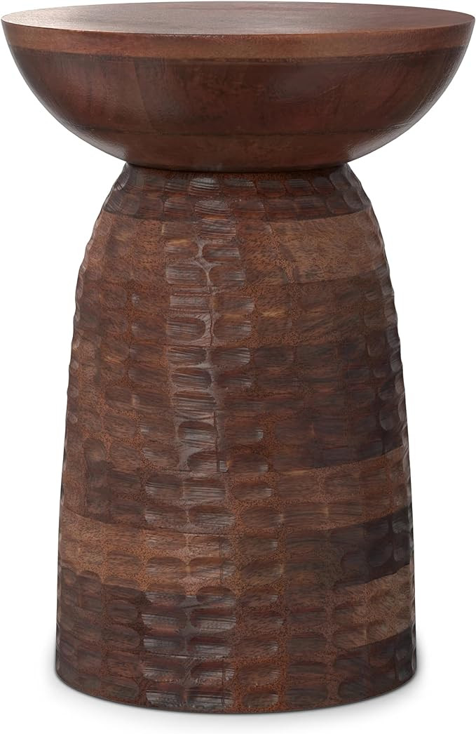 SIMPLIHOME Boyd SOLID MANGO WOOD 13 inch Wide Round Contemporary Wooden Accent Table in Warm Dark... | Amazon (US)