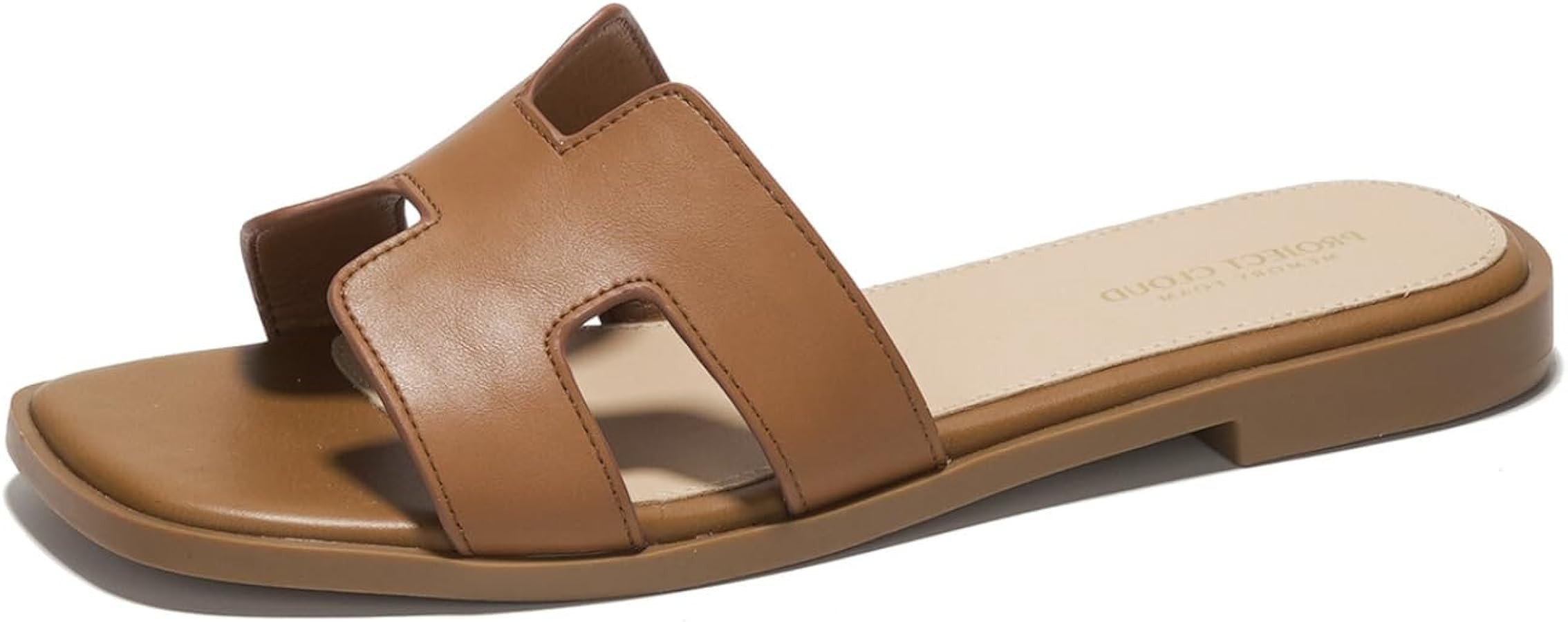 Fashion Flat Sandals for Women - Leather Womens Sandals with Memory Foam Insole - Summer Slip on ... | Amazon (US)