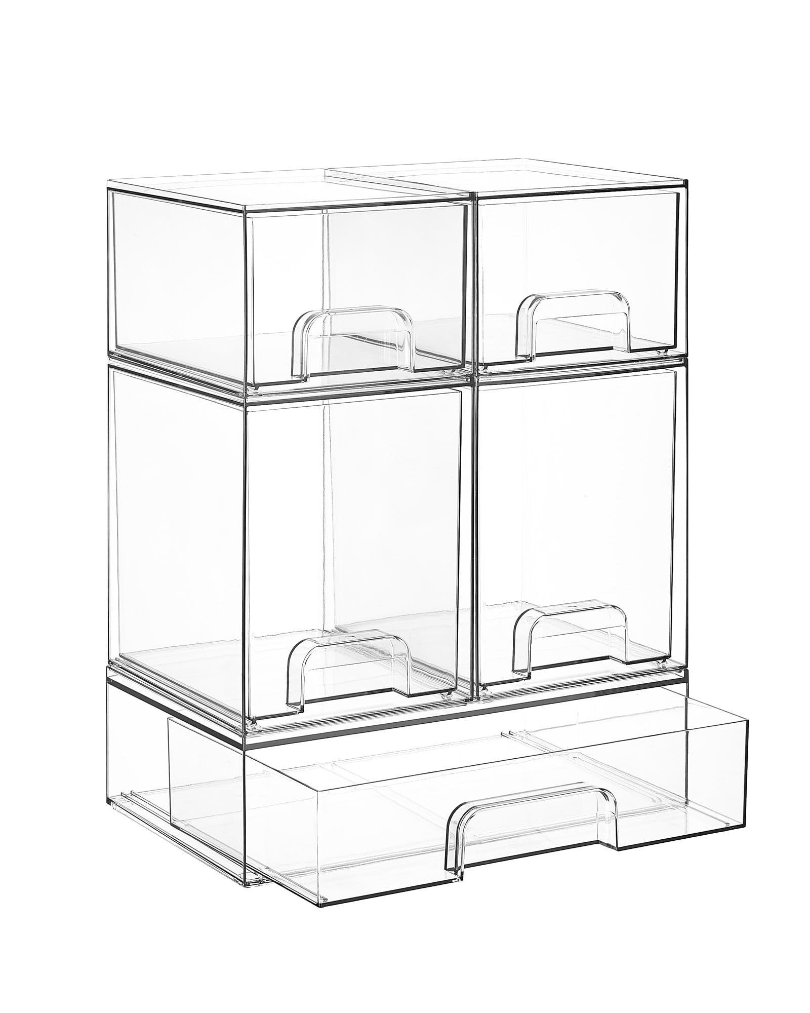Vtopmart Stackable Storage Drawers Set of 5, Clear Plastic Organizer Bins for Baby Bottle, Beauty... | Amazon (US)