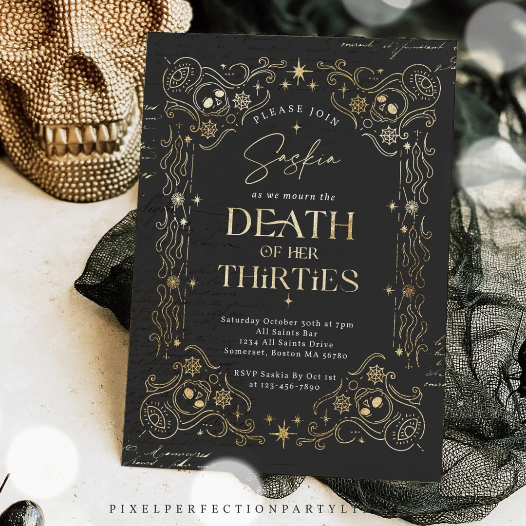 Editable Death to My Thirties 40th Birthday Party Invitation RIP to My 30s Party Gothic Halloween... | Etsy (US)