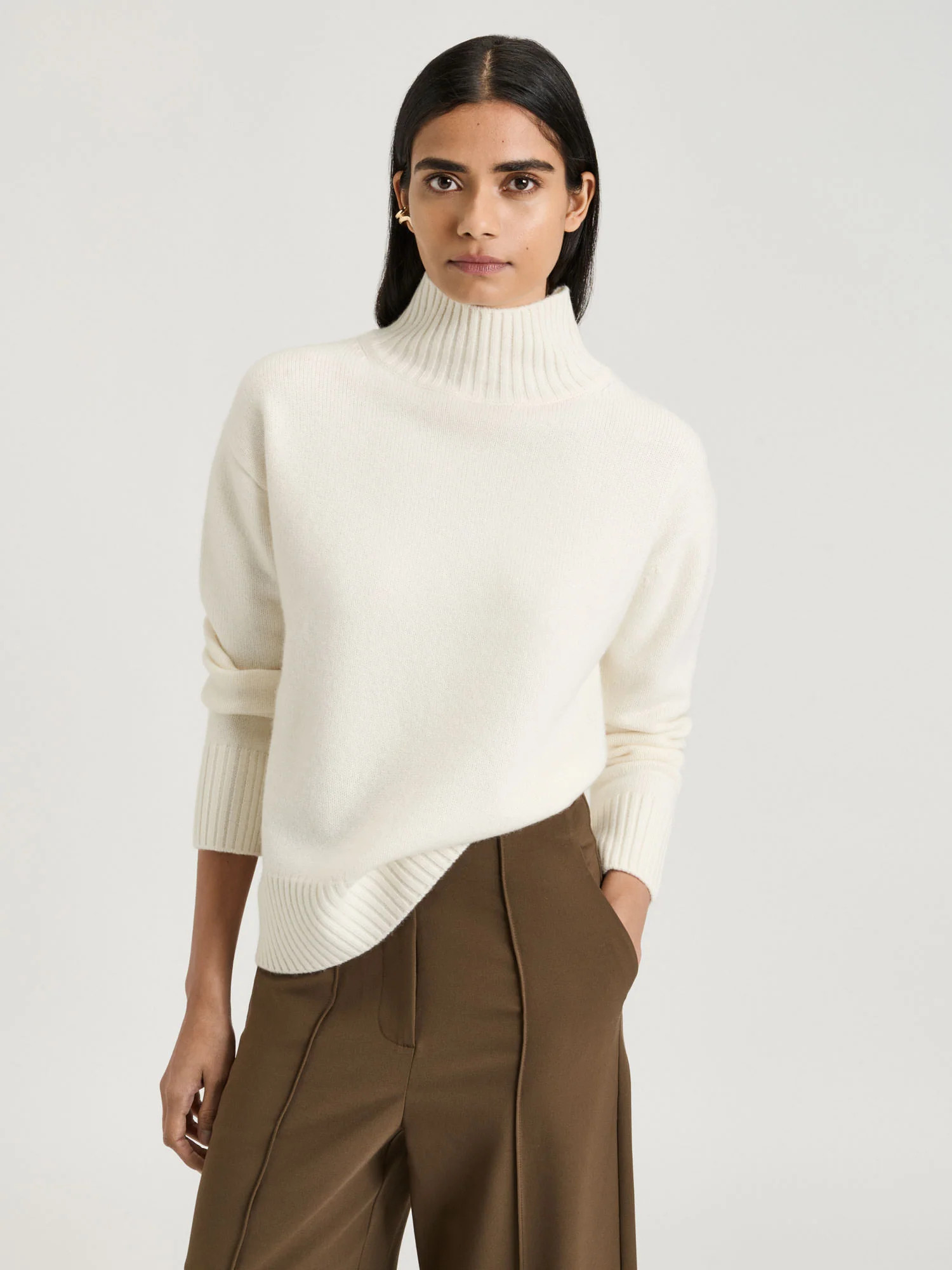 MERINO CASHMERE BLEND OVERSIZED FUNNEL NECK SWEATER | Veronika Maine AU