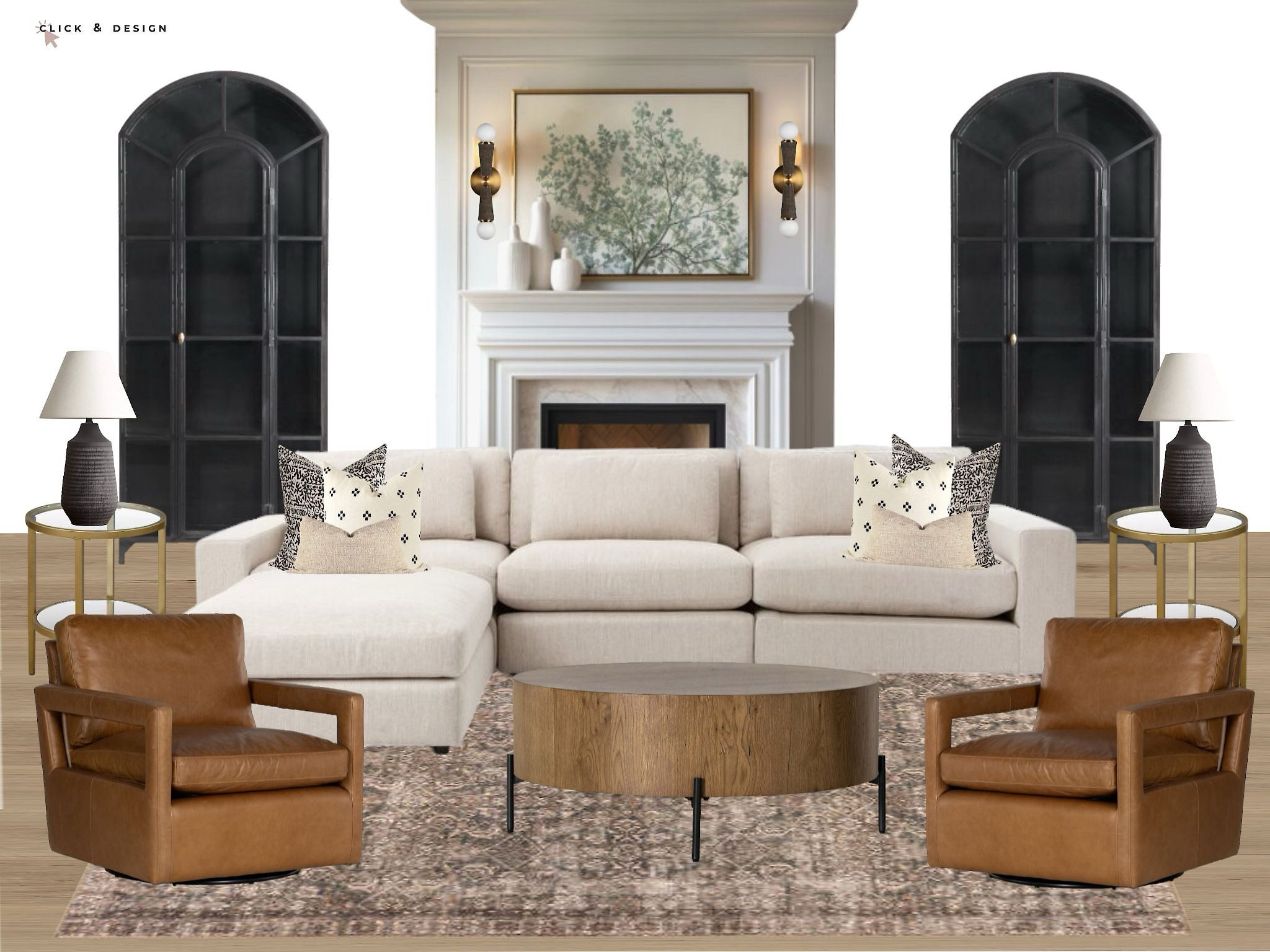 Transitional living room with gorgeous black glass arch cabinets and modern touches.
#livingroomdesign #transitional #blackatchcabinet #home

#LTKFamily #LTKHome