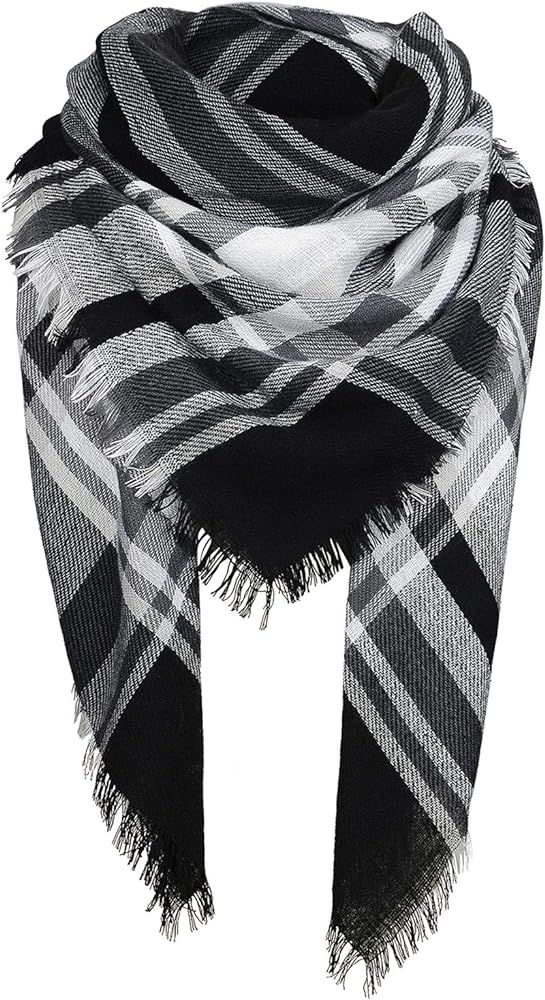 Zando Womens Winter Scarf Tassel Plaid Scarf Chunky Blanket Scarves Soft Lightweight Blanket Thic... | Amazon (US)
