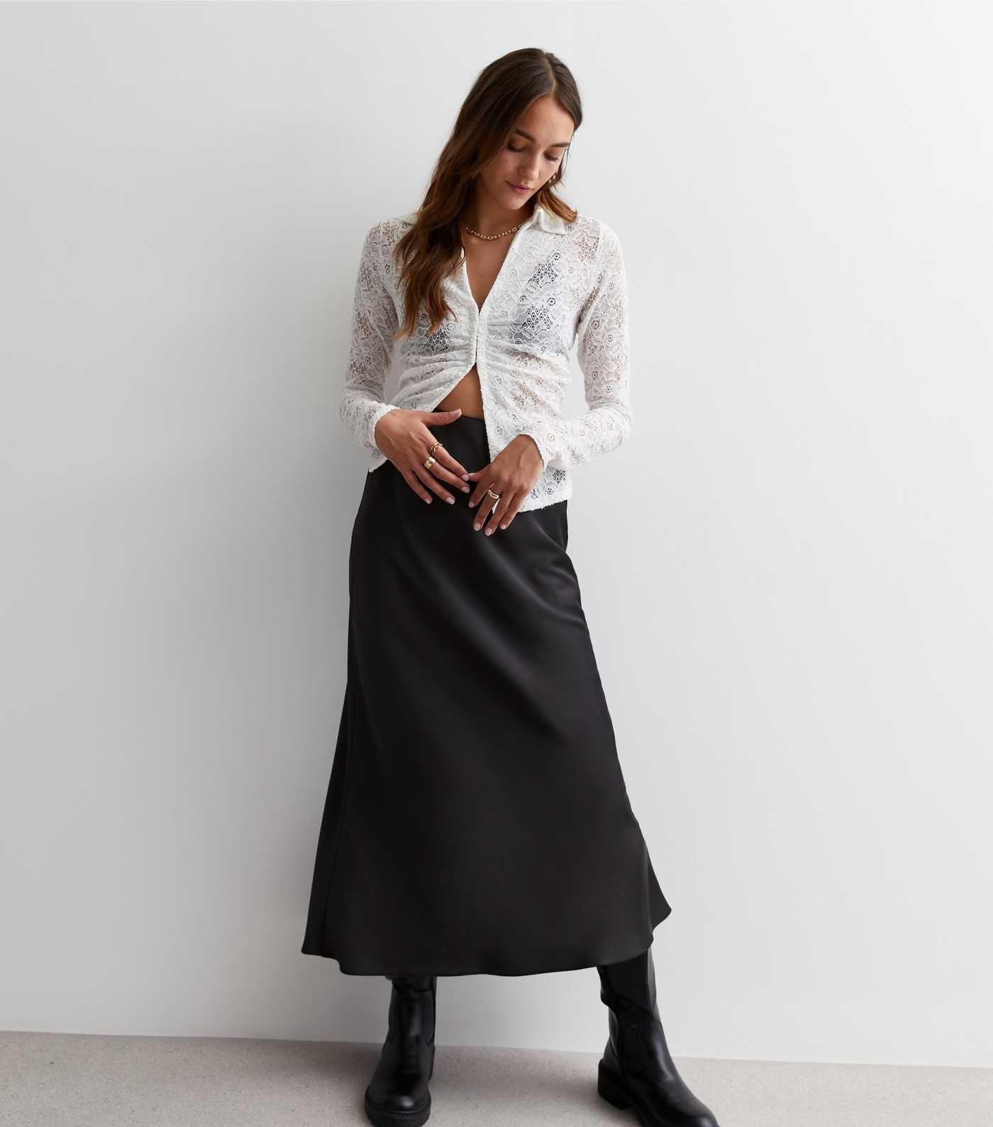 Black Satin Bias Cut Midaxi Skirt
						
						Add to Saved Items
						Remove from Saved Items | New Look (UK)