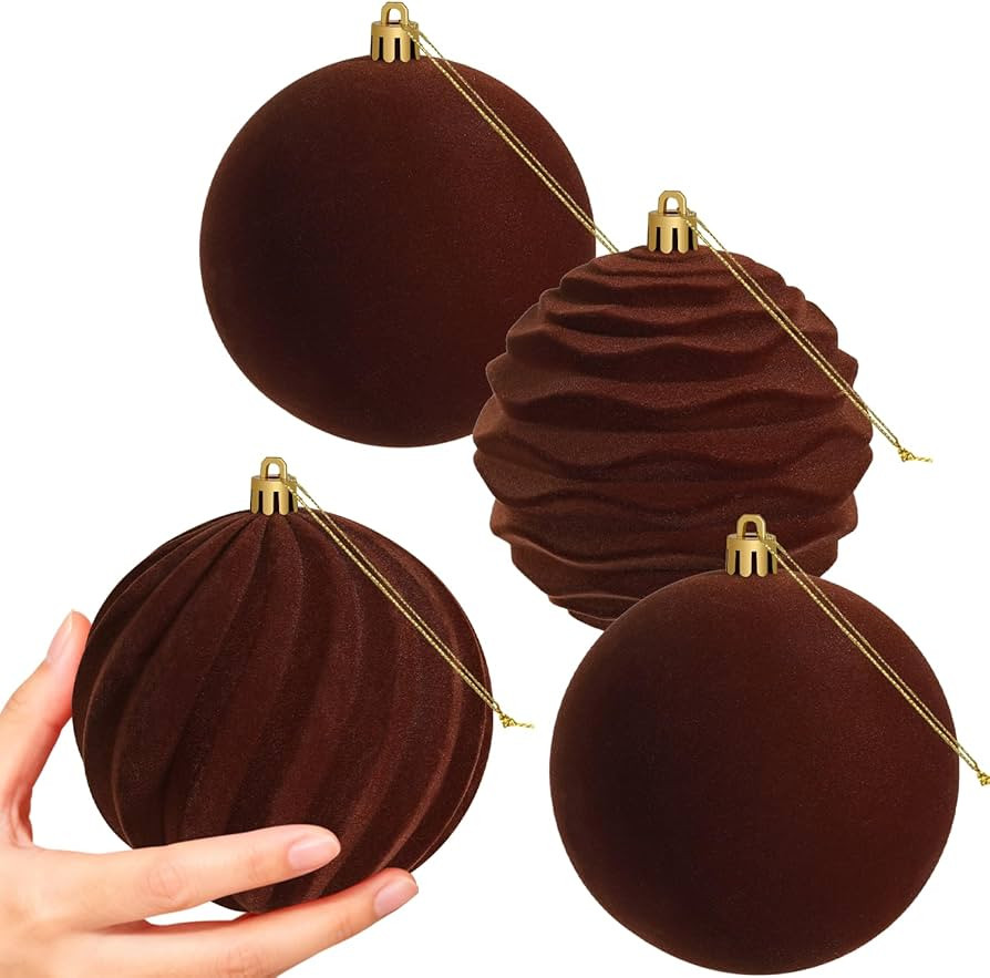 Artmag 4 PCS Large Velvet Christmas Balls Ornaments Shatterproof Hanging Set Flocked for Xmas Tre... | Amazon (US)