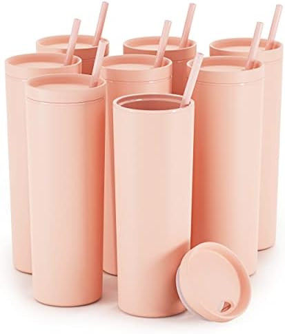 Maars Skinny Acrylic Tumbler with Lid and Straw | 18oz Premium Insulated Double Wall Plastic Reusabl | Amazon (US)