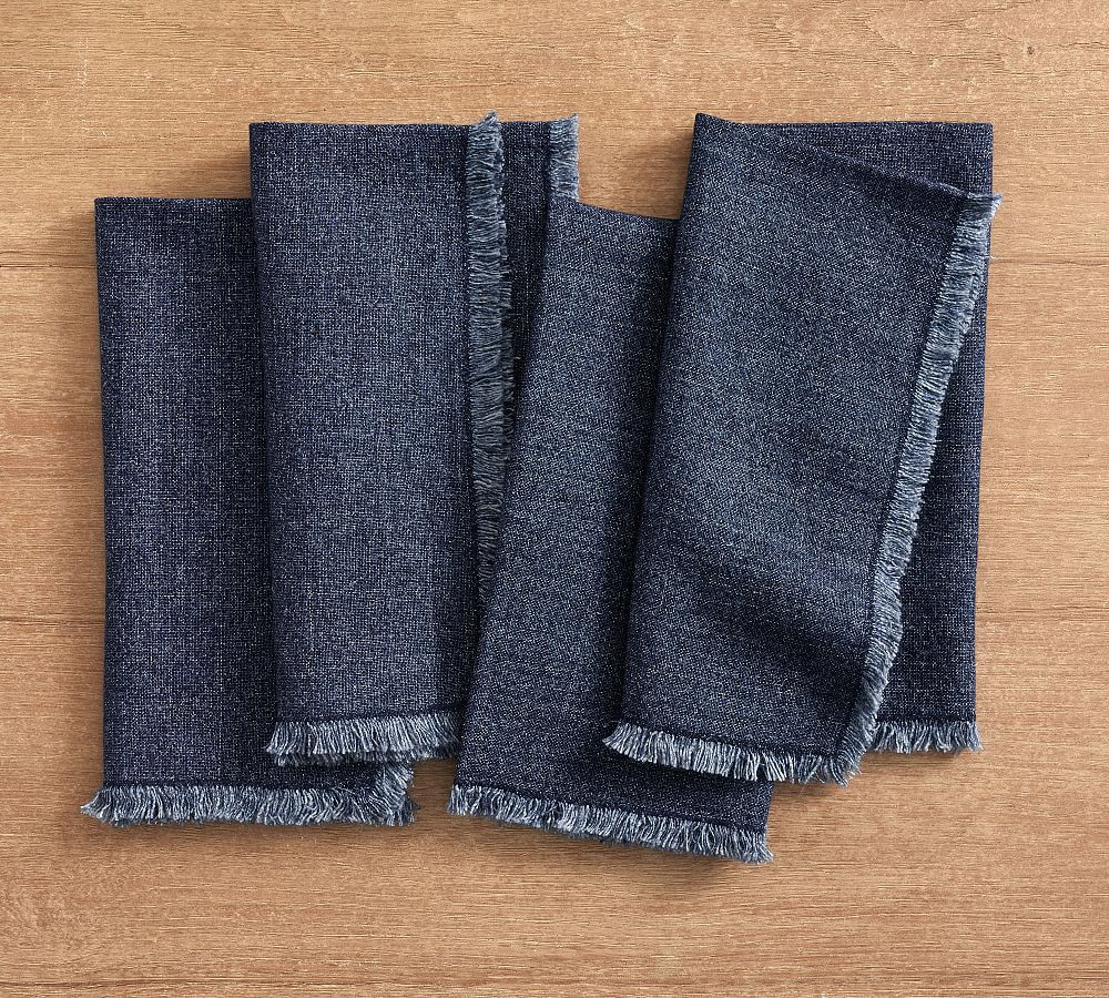 Frayed Oversized Linen Napkins - Set of 4 | Pottery Barn (US)