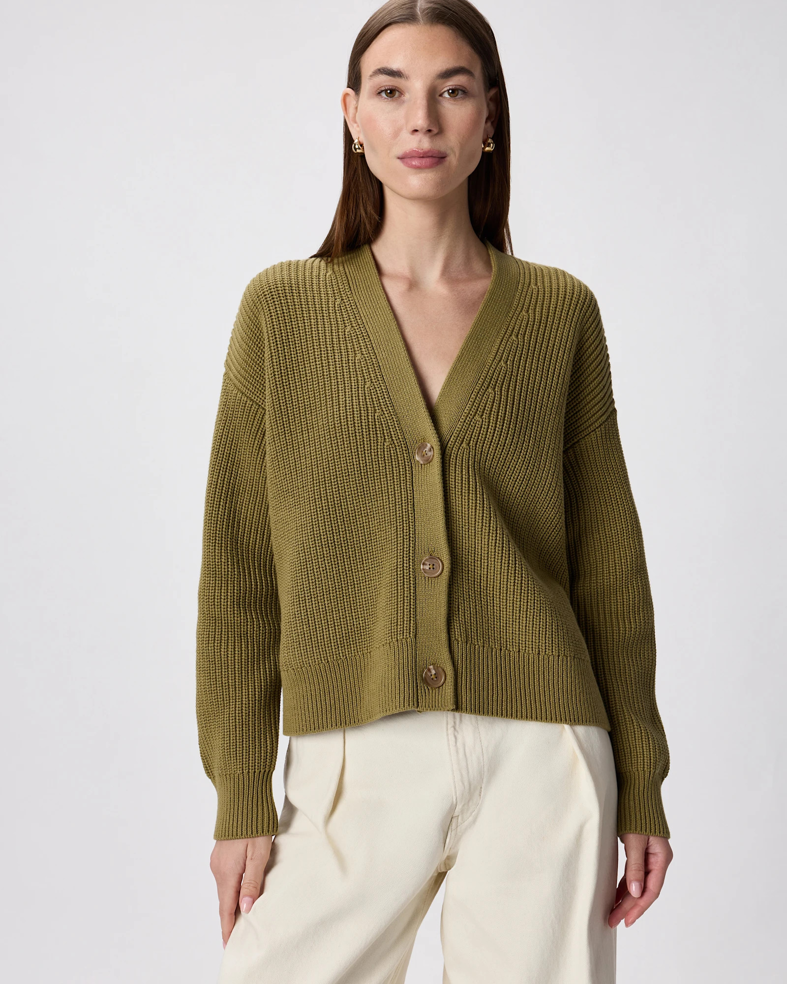 100% Organic Cotton Fisherman Boxy Cropped Cardigan | Quince