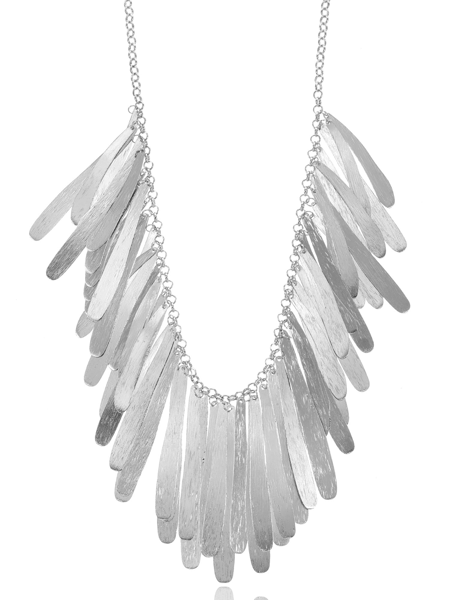 Silver Fringe Bib Necklace | Walmart (US)