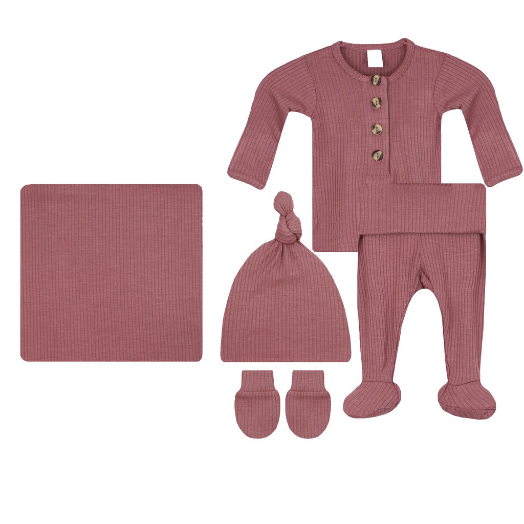 Marjorie Ribbed Newborn Hat Bundle (Top + Bottom) | Lou Lou & Company