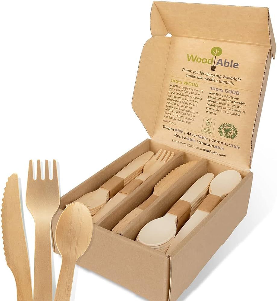 Disposable & Backyard Compostable Wooden Cutlery Mix, Eco-Friendly, Sustainable, Organic, Biodegr... | Amazon (US)