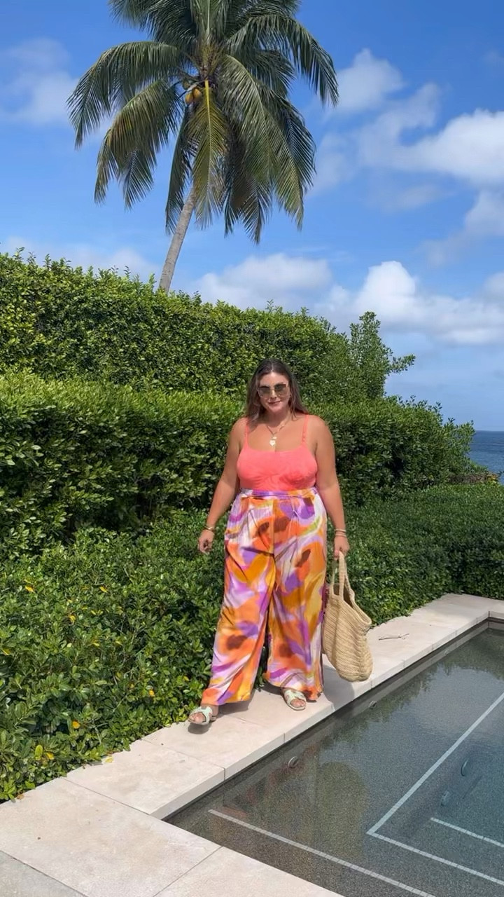 Wearing size 16Plus in swimsuit & 18 in wide leg pants. Use CARALYN at Cakes Body. 

#LTKMidsize #LTKTravel #LTKSwim