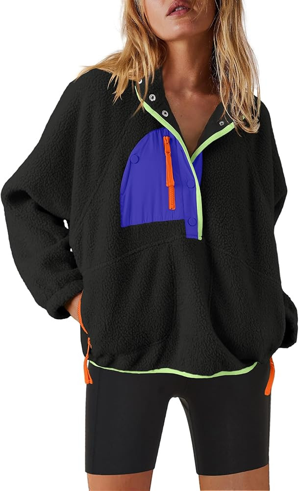 Nirovien Womens Fleece Pullover Long Sleeve Sherpa Jacket Button Down Fuzzy Sweatshirt Warm Outwe... | Amazon (US)