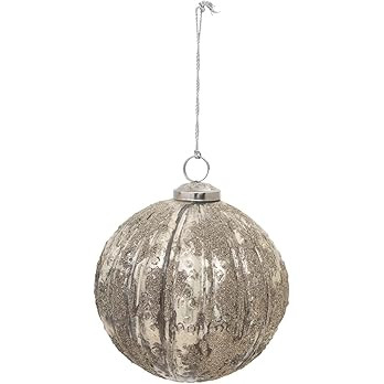 Creative Co-Op 5" Round Flocked Glass Ornament | Amazon (US)