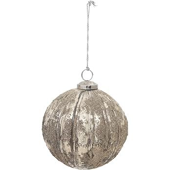 Creative Co-Op 5" Round Flocked Glass Ornament | Amazon (US)