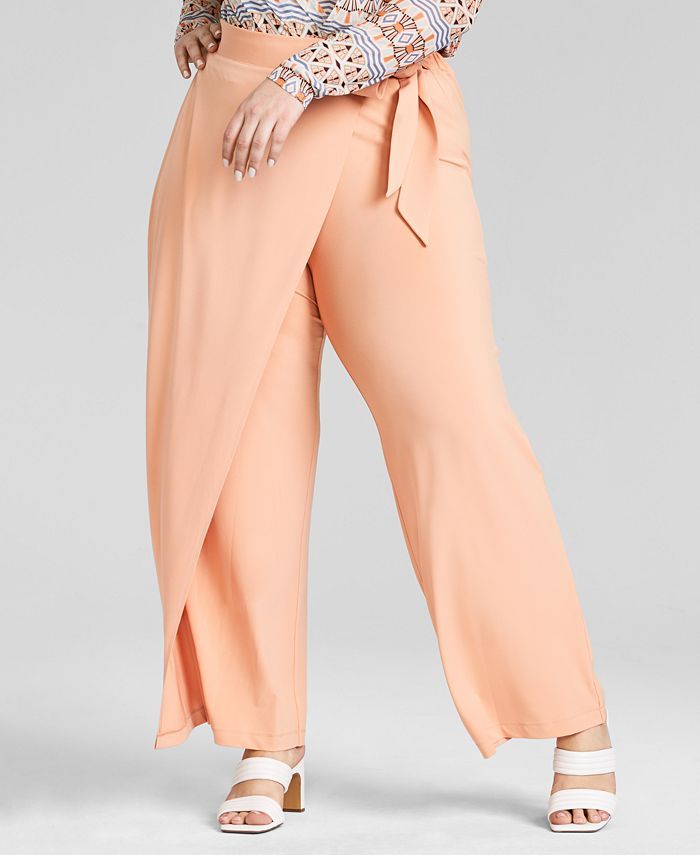 Nina Parker Trendy Plus Size Asymmetrical Wrap Pants, Created for Macy's & Reviews - Pants & Capr... | Macys (US)