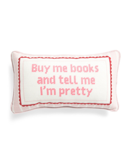 9x15 Buy Me Books Needlepoint Pillow | TJ Maxx