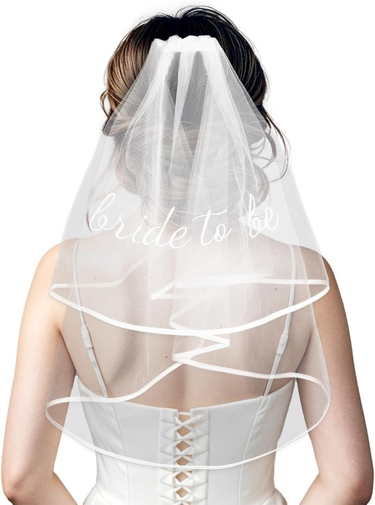 Bride to Be Bridal Veil for Women Girls Wedding Veils for Brides 2 Tier Simple Tulle Short Veil B... | Amazon (US)