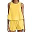 Ythomm Womens Two Piece Lounge Sets Round Neck Peplum Tops High Waist Linen Shorts Summer Matchin... | Amazon (US)