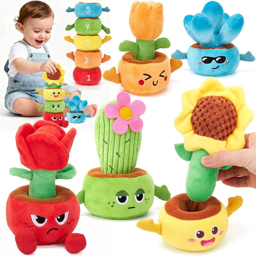 hahaland Montessori Toys for 1 Year Old Boy Girl Gift - 10 in 1 Plush Garden Stacking Toys for To... | Amazon (US)