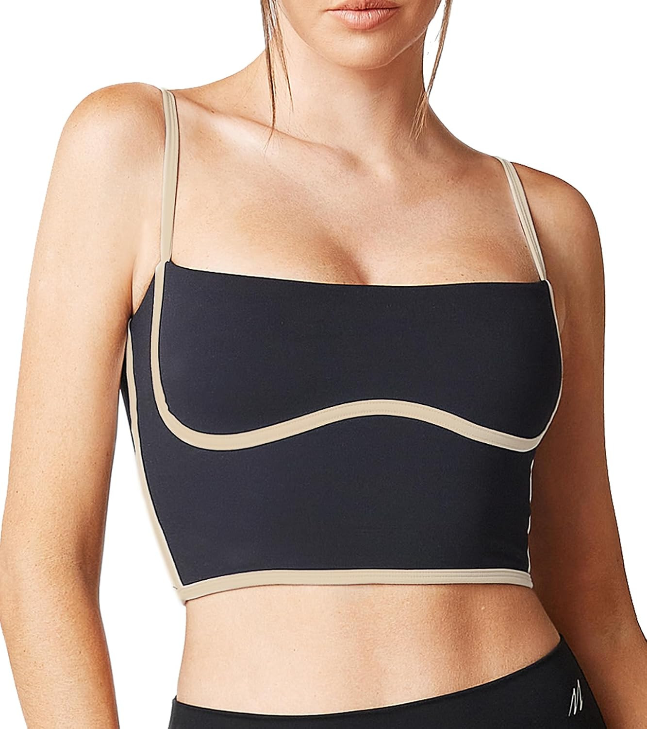 Sleeveless Spaghetti Strap Padded Sports Bra Tank Tops Square Neck Double Layer Workout Fitness Basic Crop Tops | Amazon (US)
