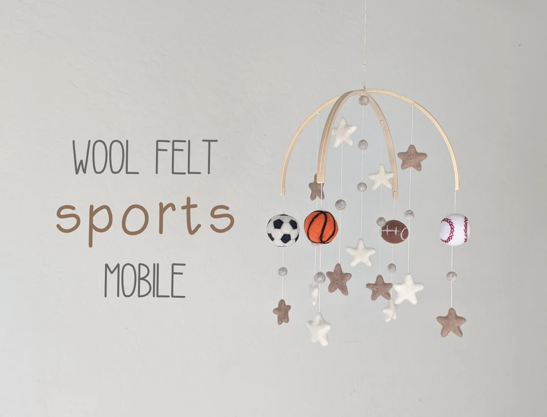 Deluxe Sports Baby Mobile : Wool Felt Sports Mobile - Etsy | Etsy (US)