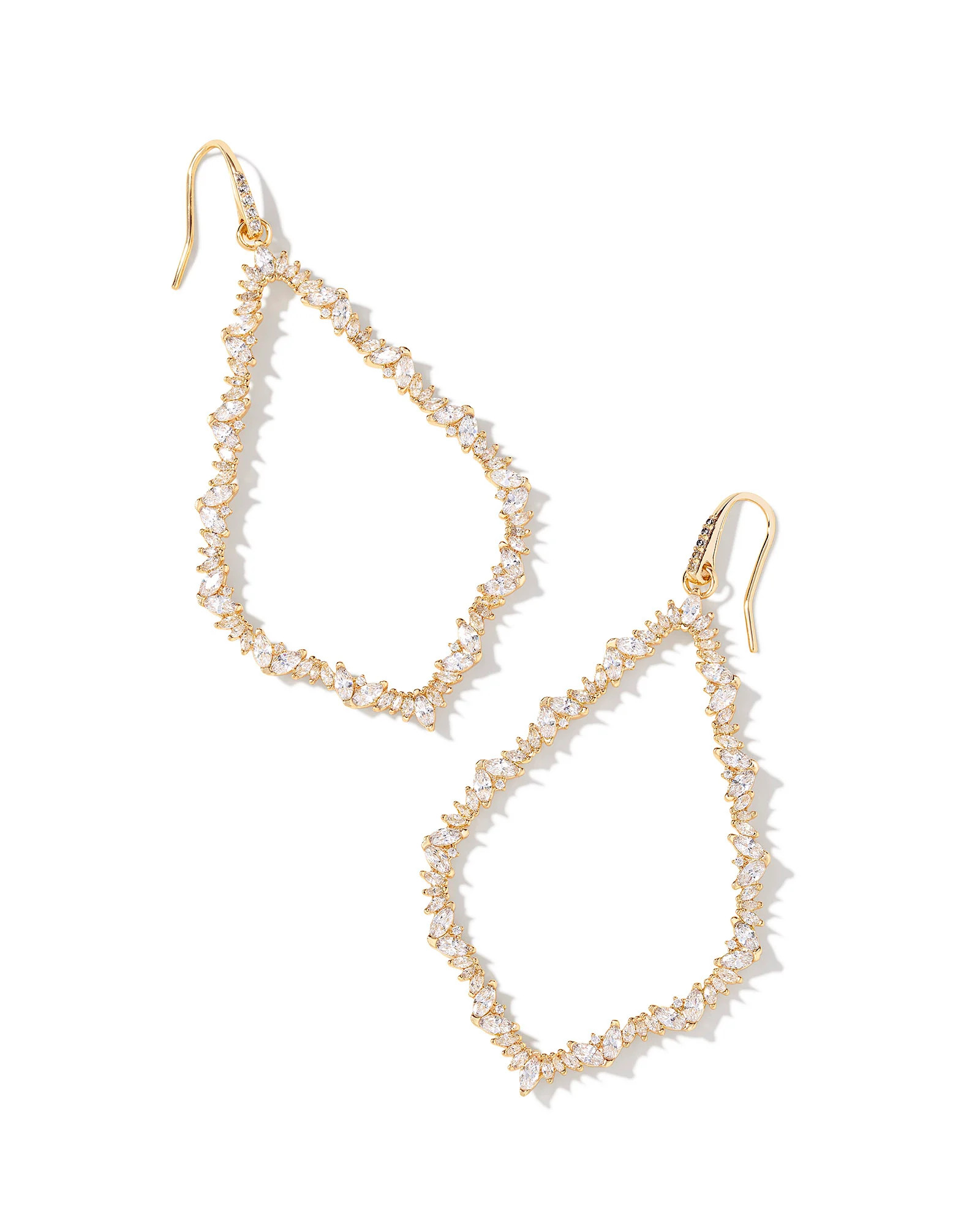Sophee Gold Crystal Open Frame Earrings in White CZ | Kendra Scott