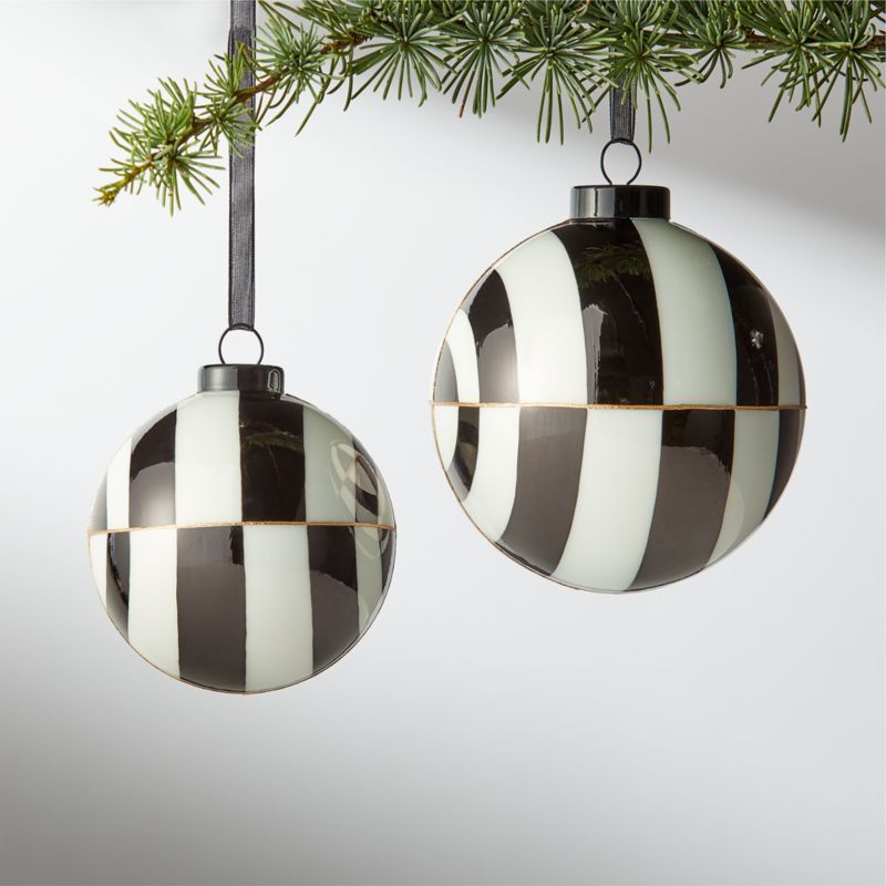 Versailles Black and White Christmas Tree Ornaments | CB2 | CB2