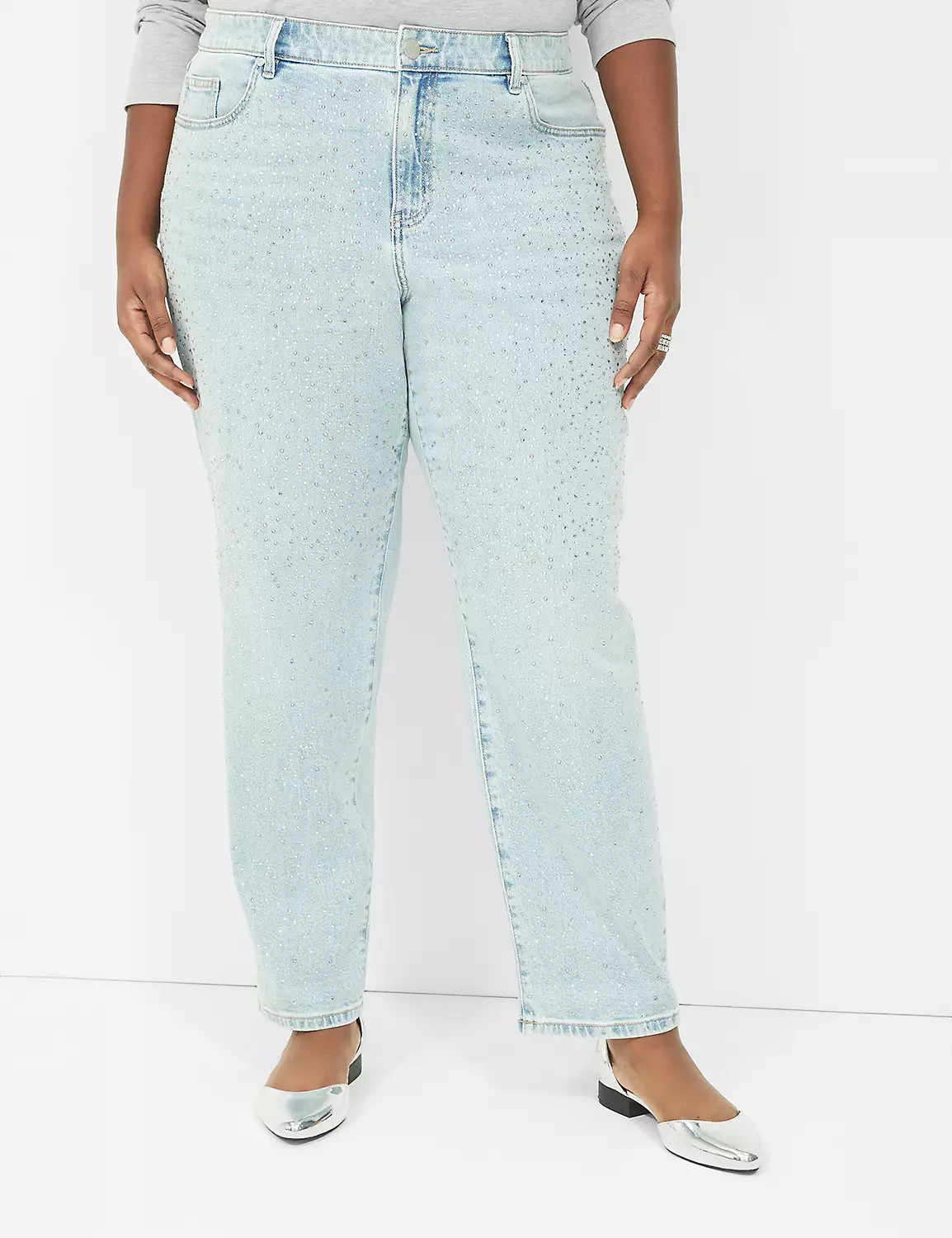 Boyfriend Fit Jean With Rhinestones | LaneBryant | Lane Bryant (US)