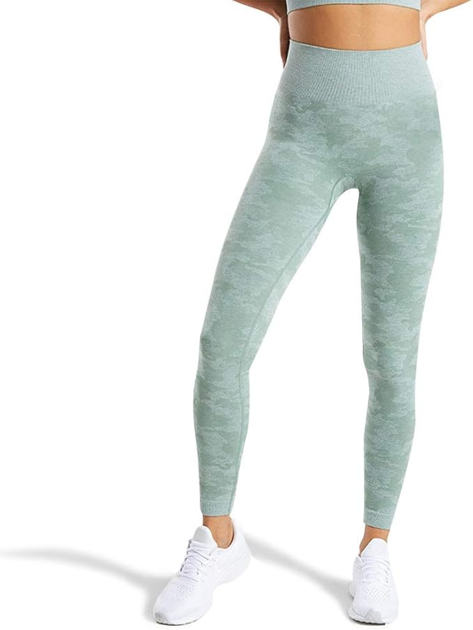 WodoWei Women’s High Waisted Camo Seamless Leggings 7/8 Length Workout Yoga Pants | Amazon (US)
