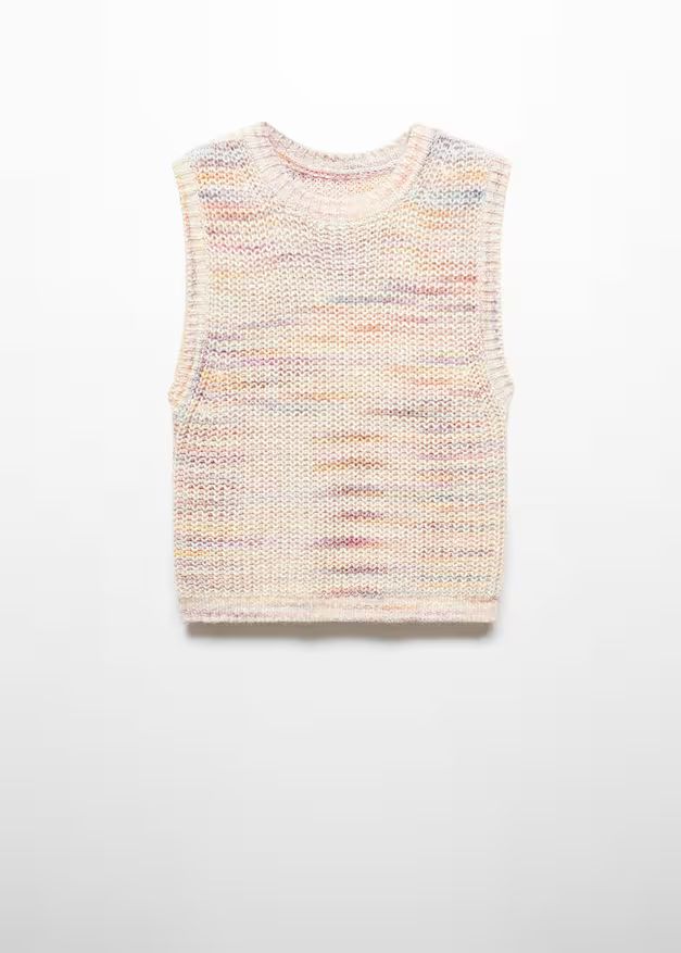 Multi-coloured knitted vest -  Women | Mango USA | MANGO (US)