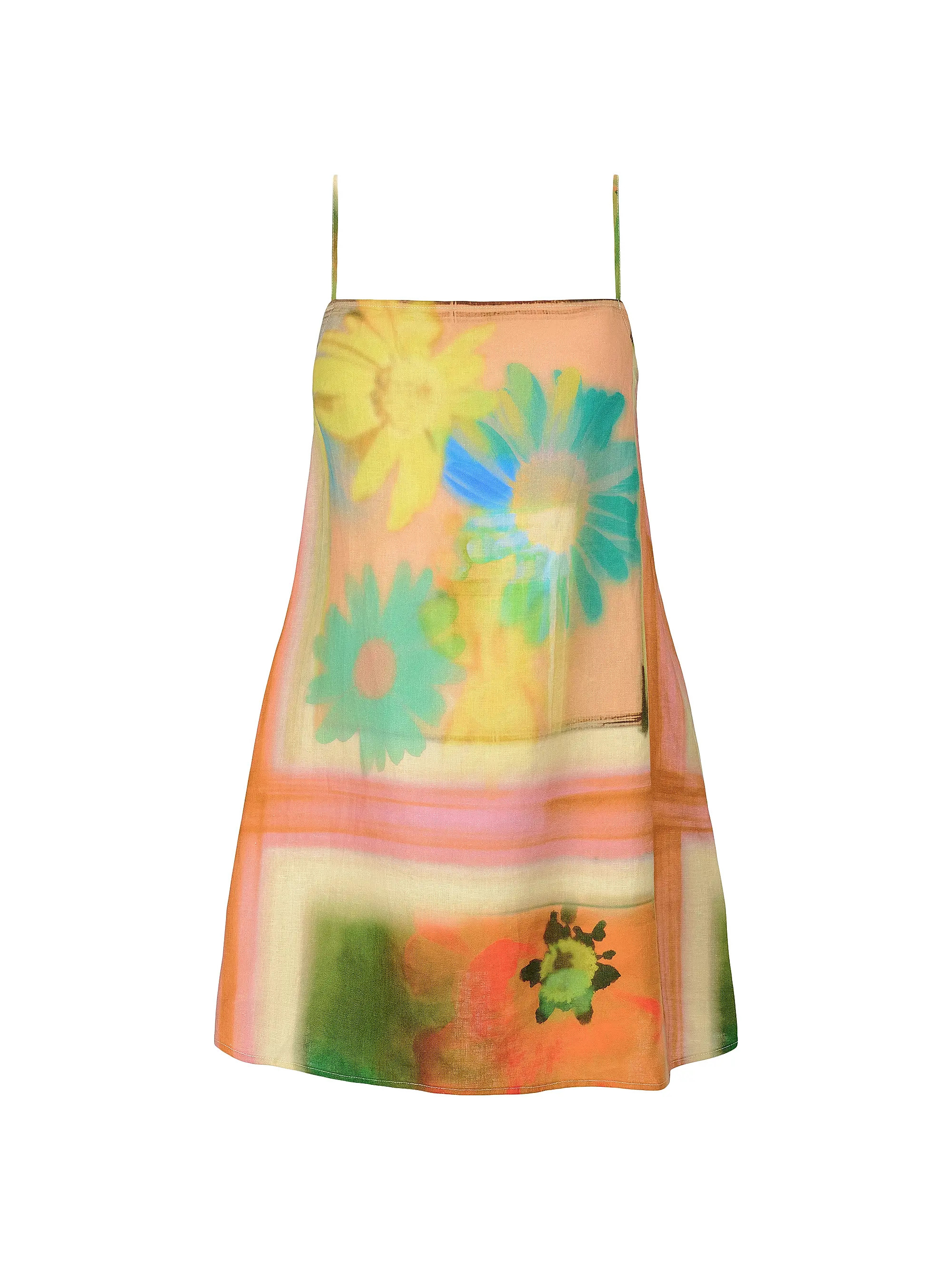 Staud Laura Watercolor Linen Minidress | Saks Fifth Avenue | Saks Fifth Avenue