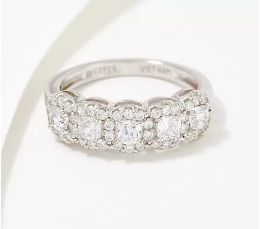 Diamonique Choice of Cut Halo Band Ring, Platinum-Clad - QVC.com | QVC