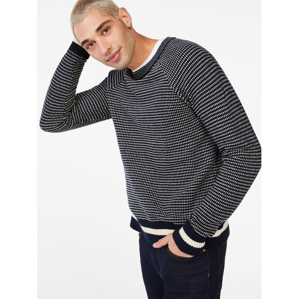 Free Assembly Men's Birdseye Texture Sweater - Walmart.com | Walmart (US)