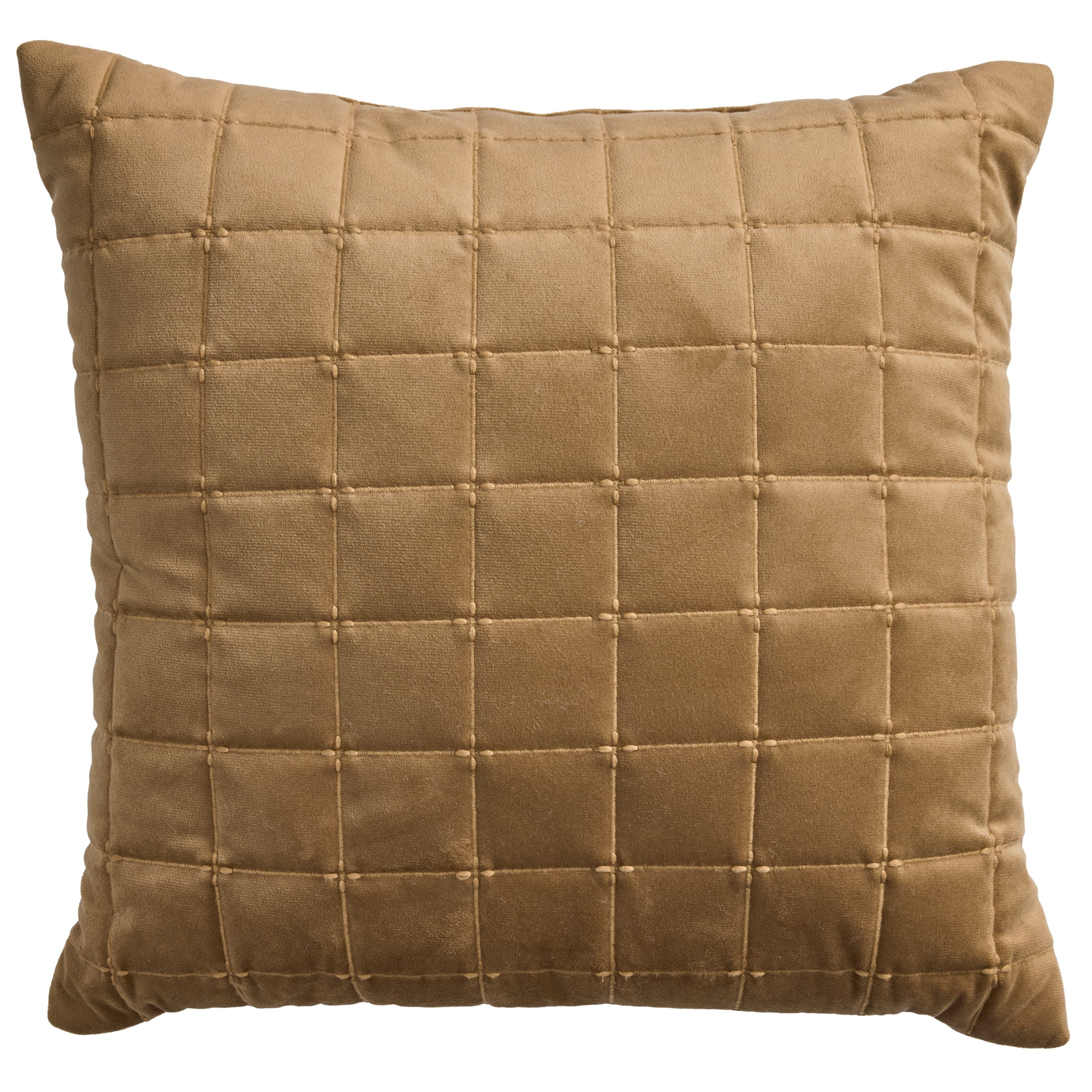 Better Homes & Gardens Tufted Velvet Decorative Pillow 20x20, Dark Caramel | Walmart (US)