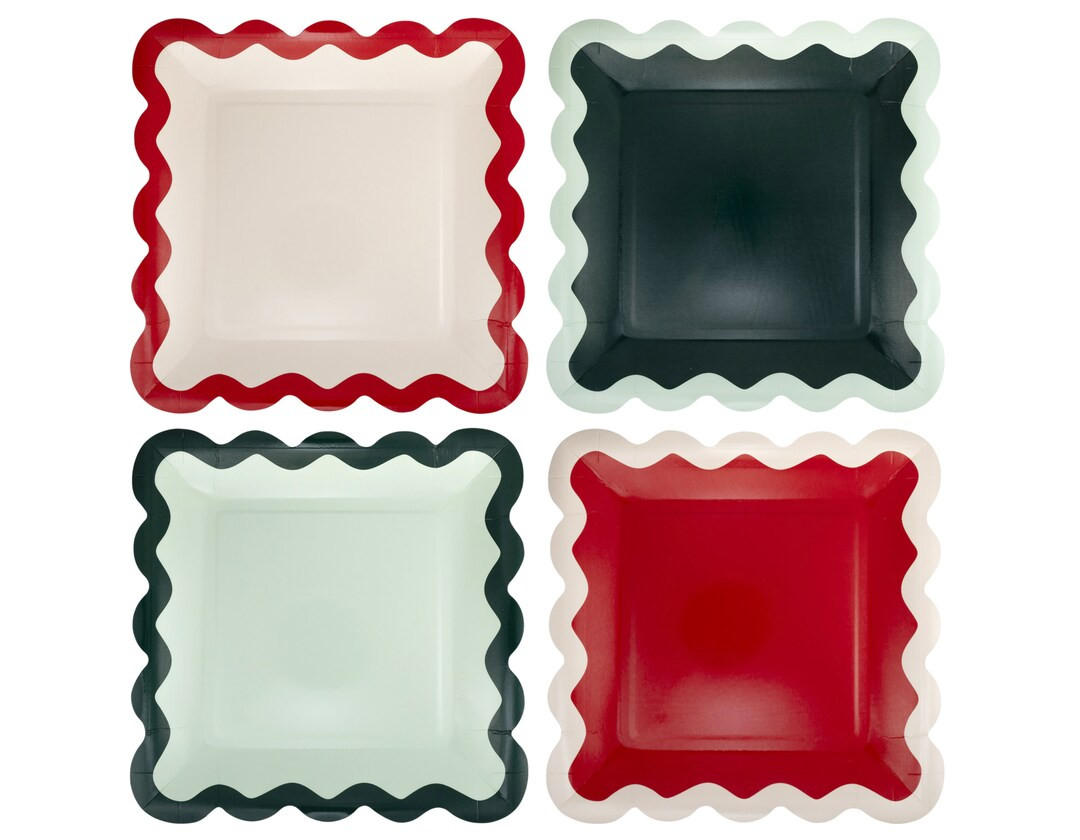 Ric Rac Holiday Plates Traditional Christmas Party, Holiday Paper Plates, Red & Green Christmas P... | Etsy (US)