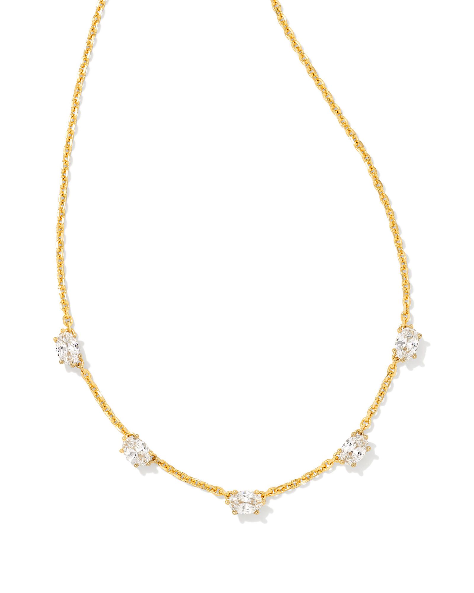 Cailin Gold Crystal Strand Necklace in White Crystal | Kendra Scott