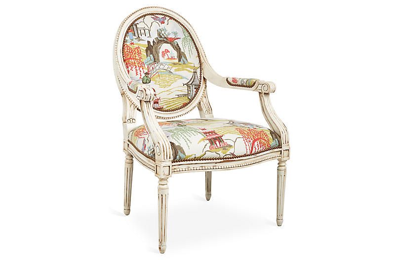 Darcy Armchair, Coral Neo-Toile | One Kings Lane