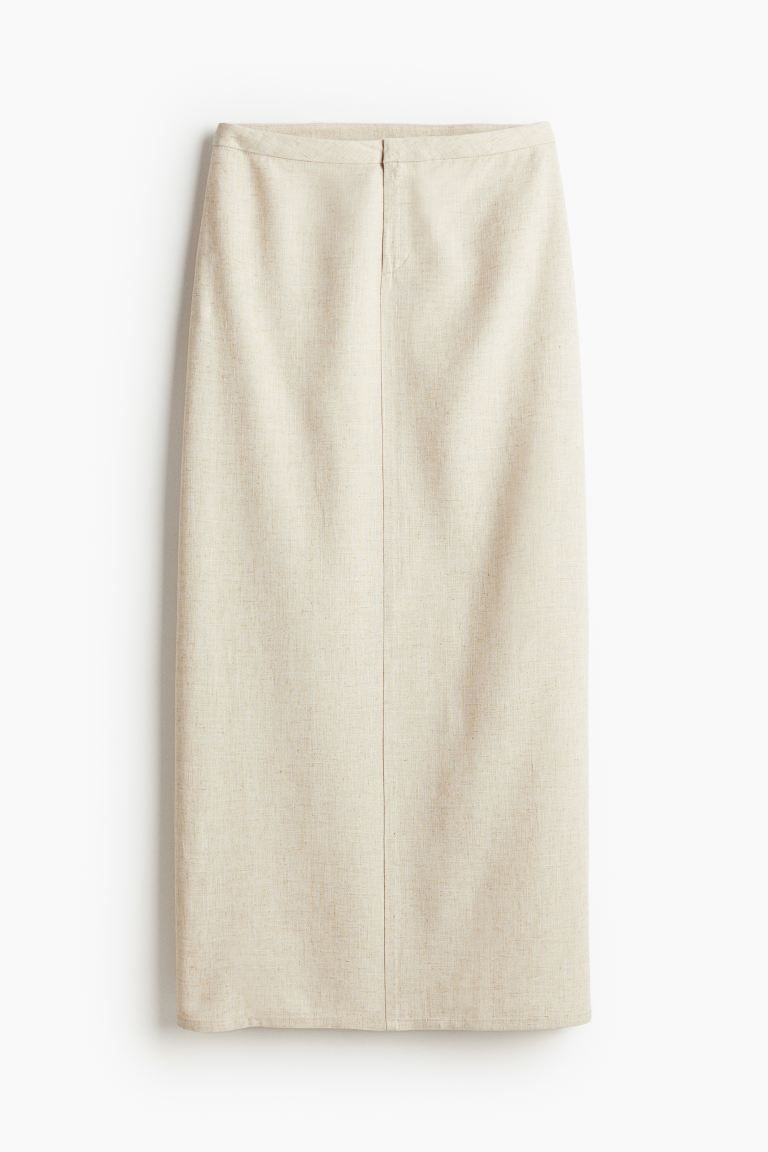 Dressy Twill Maxi Skirt - Light beige melange - Ladies | H&M US | H&M (US + CA)