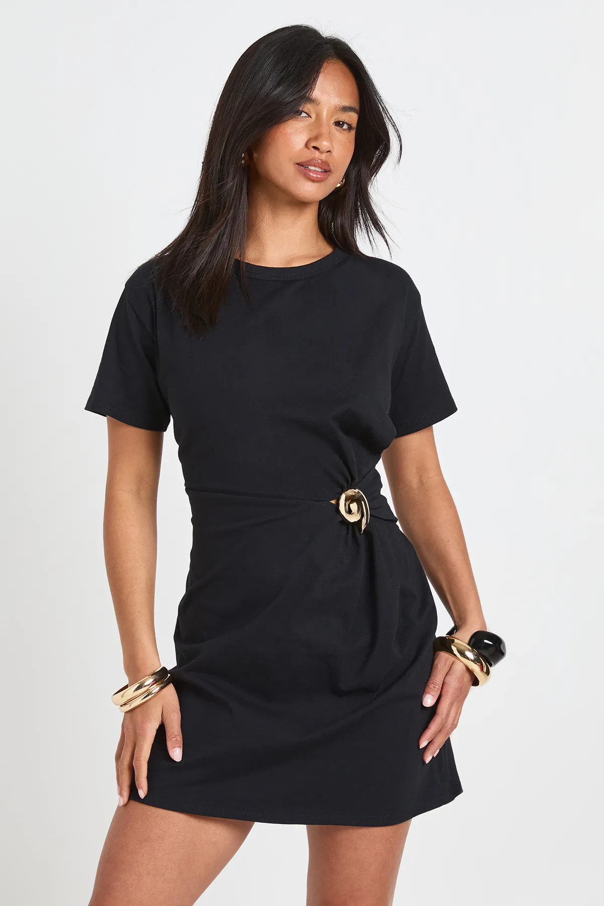 Black boohoo Petite Trim Detail T-Shirt Dress | Debenhams | Debenhams UK