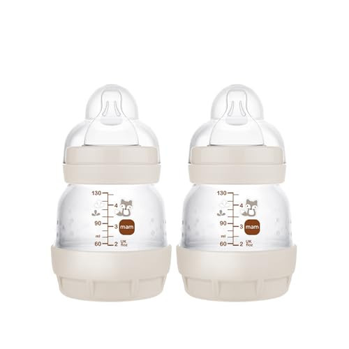 MAM Easy Start Anti-Colic Baby Bottles, Extra Slow Flow, Breastfeeding-Like Silicone Nipple Bottle, Reduces Colic, Gas, & Reflux, Easy-to-Clean, BPA-Free, Vented Baby Bottles for Newborns, 0-3 Months | Amazon (US)